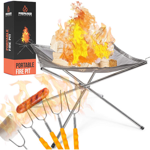 Prepared Outdoors Collapsible Steel Mesh Fireplace Portable Fire Pit